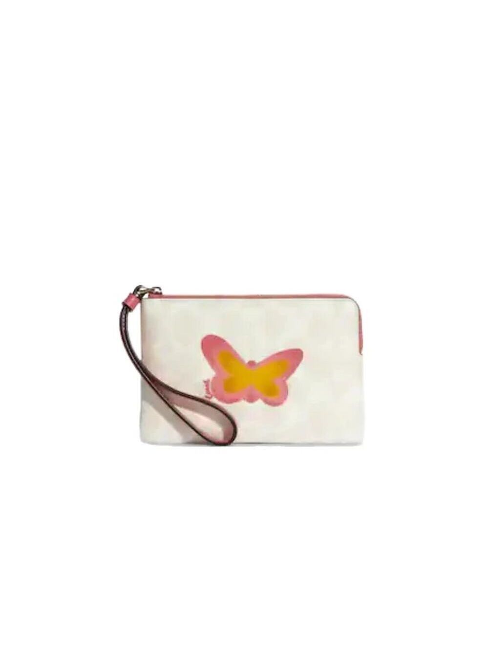 COACH BUTTERFLY CORNER ZIP WRISTLET IN SIGNATURE CANVAS & SMOOTH LEATHER